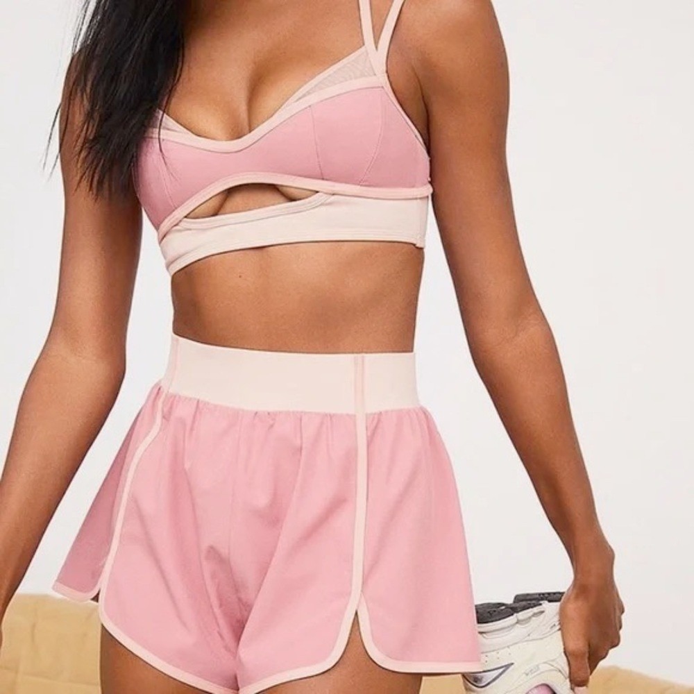 NWT For Love & Lemons Emma Shorts Athletic Pink S Athletic Gym Workout Summer